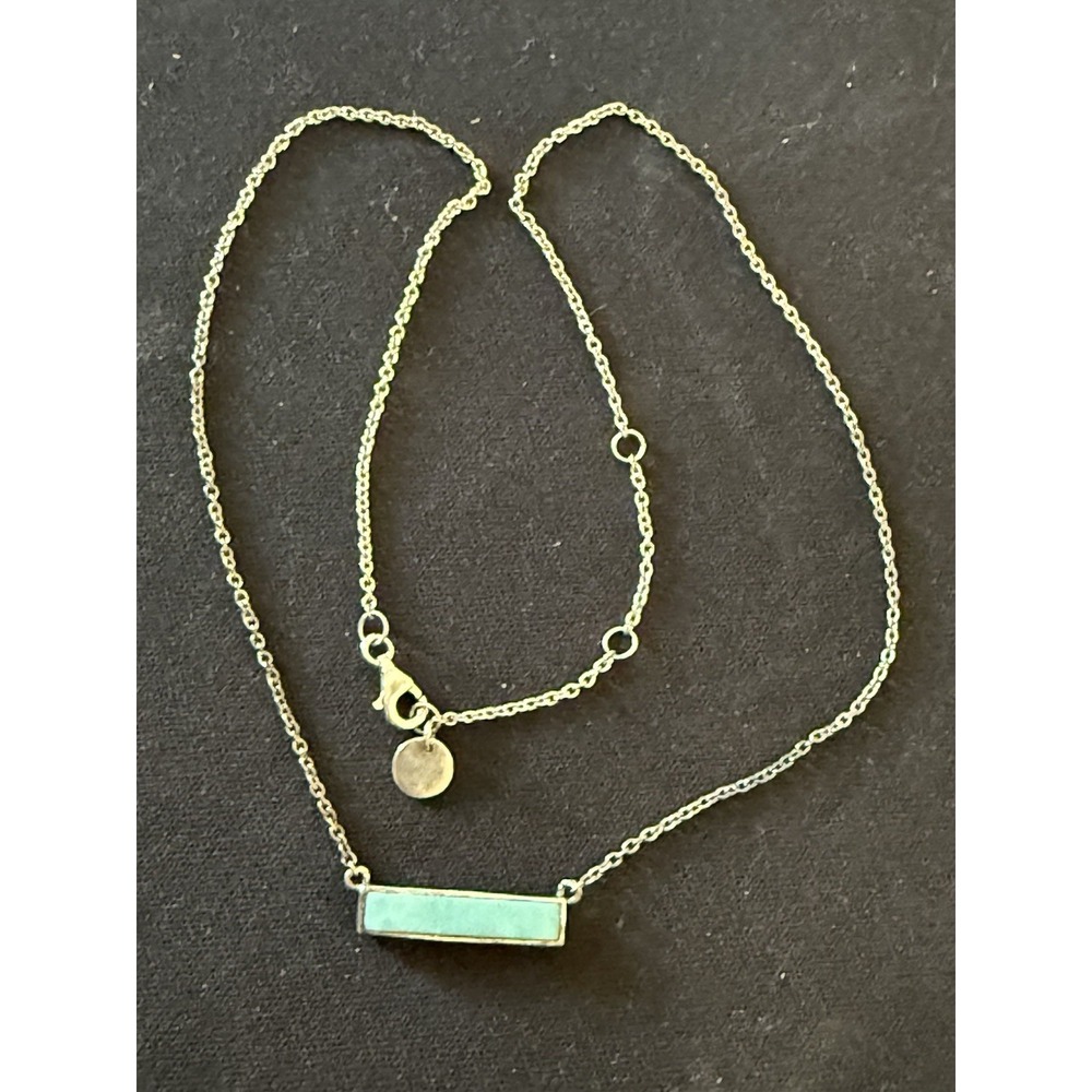 Vintage Pura Vida Designer Signed Turquoise Bar Necklace Sterling Silver 18"